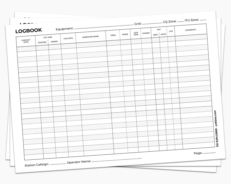 Printable QSO Logbook Template A4 Printable QSO Logbook Template